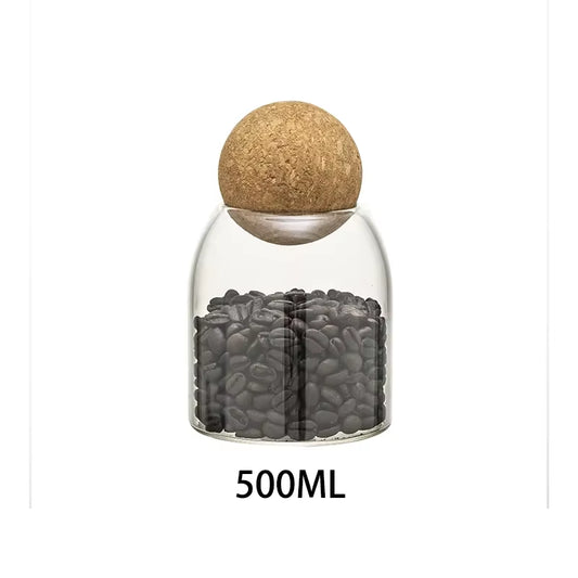 Elegant Airtight Glass Jar with Ball Cork Lid - Perfect for Storing Tea, Dried Fruits, Cereals, Snacks, and Coffee Beans